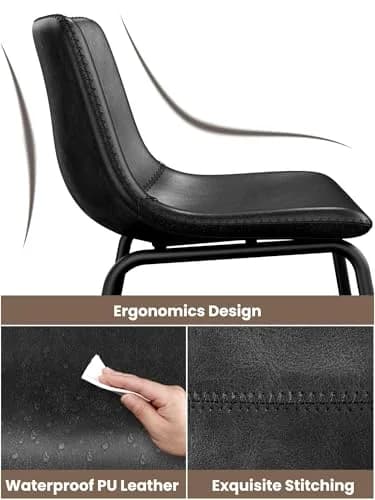 Aowos 30in Bar Stools Counter Height Chairs Set of 2 Metal Legs | Modern Faux Leather Seating (70-120c) thumbnail 7