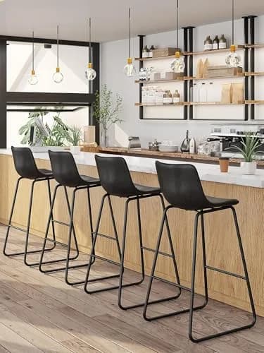Aowos 30in Bar Stools Counter Height Chairs Set of 2 Metal Legs | Modern Faux Leather Seating (70-120c) thumbnail 8