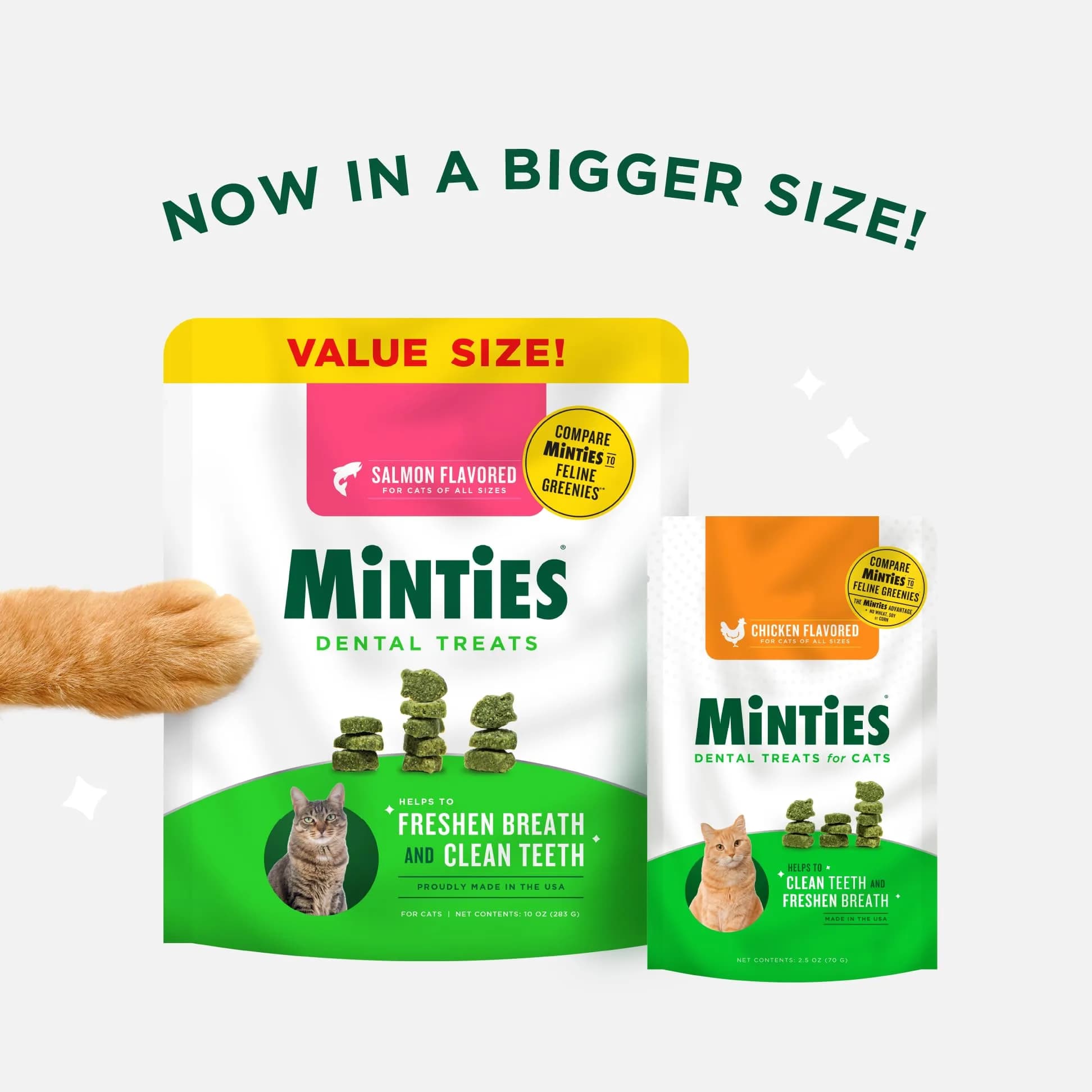 Minties Dental Treats for Cats, Chicken Flavor, 10 Ounce (Pack of 2) - view 2