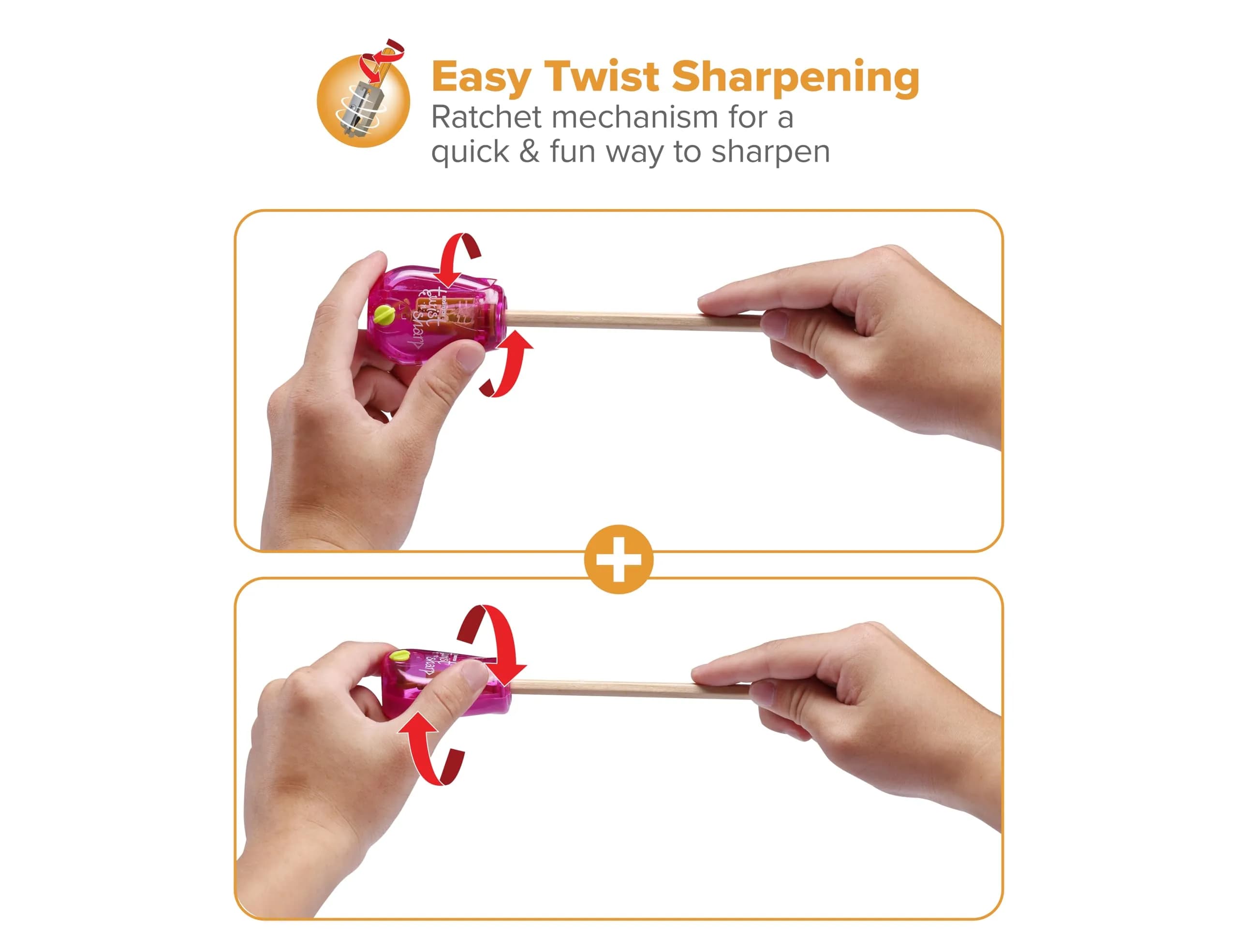 Bostitch Office Manual Twist-n-Sharp Pencil Sharpener - Single Pink Unit | Ratchet Technology for Precision Points - view 5