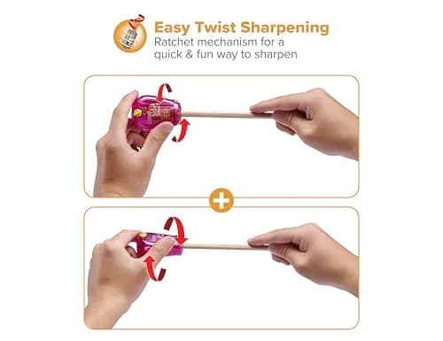 Bostitch Twist-n-Sharp Pencil Sharpener, Kids & Colored Pencils, Pink | Customizable Point & Tip Saver Technology thumbnail 5
