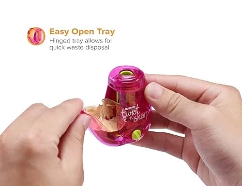 Bostitch Twist-n-Sharp Pencil Sharpener, Kids & Colored Pencils, Pink | Customizable Point & Tip Saver Technology thumbnail 3