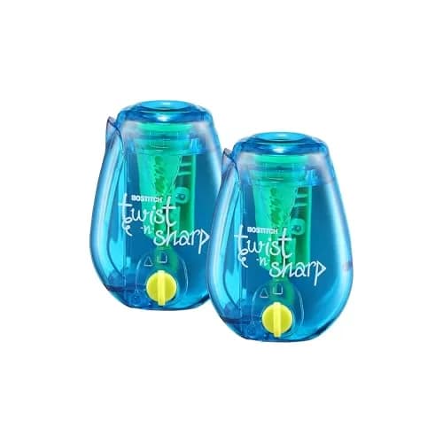 Bostitch Twist-n-Sharp Handheld Pencil Sharpener for Kids, Blue | Adjustable Tip Saver & Ratchet Technology - main product image