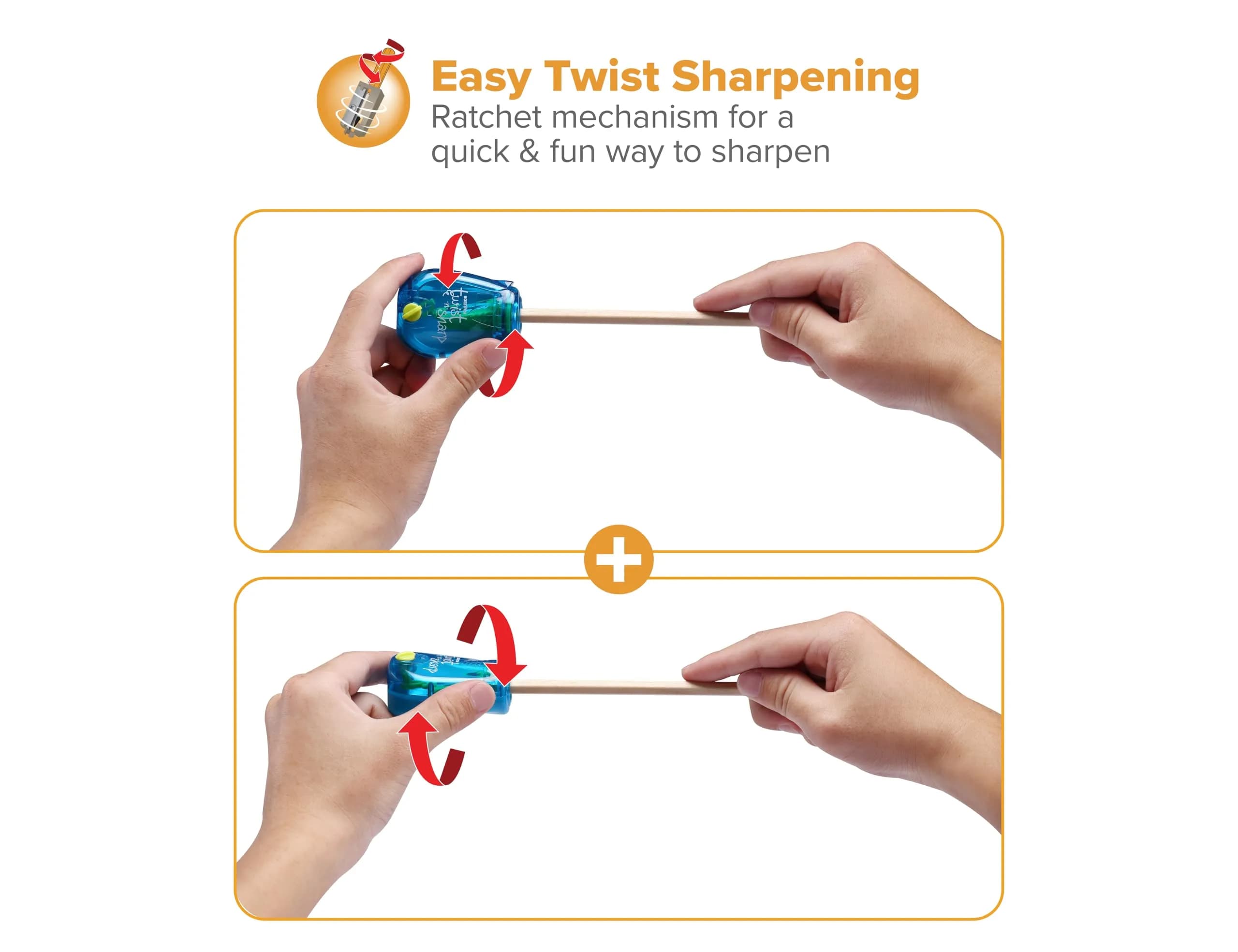 Bostitch Office Twist-n-Sharp Pencil Sharpener, Blue, Single | Manual Ratchet Mechanism for Kids & Colored Pencils - view 5
