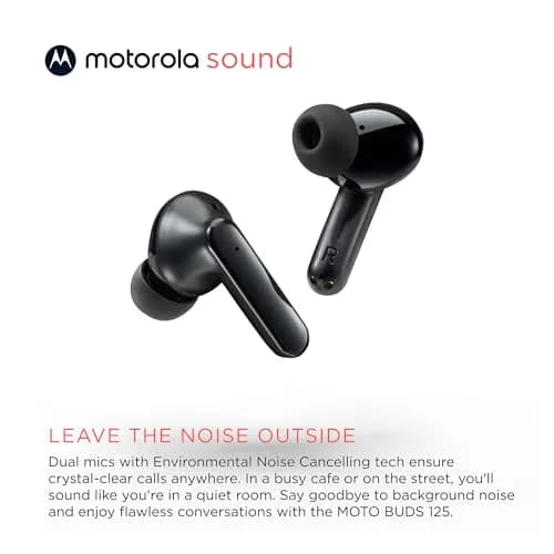 Motorola Sound Moto Buds 125 True Wireless Earbuds Black | IPX5 Waterproof, Bluetooth 5.2, 17 Hrs Total Playtime thumbnail 4