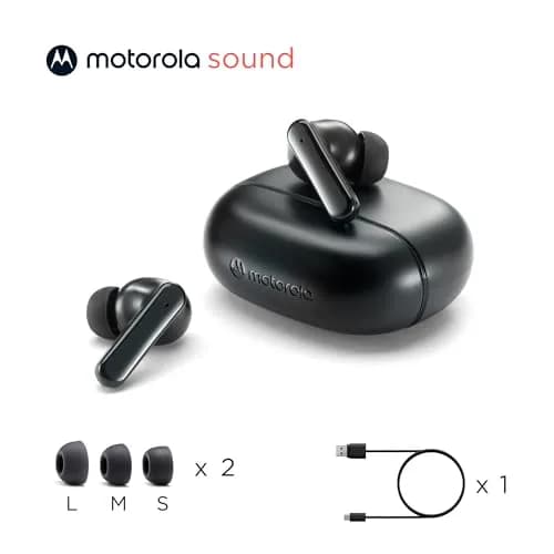 Motorola Sound Moto Buds 125 True Wireless Earbuds Black | IPX5 Waterproof, Bluetooth 5.2, 17 Hrs Total Playtime thumbnail 8