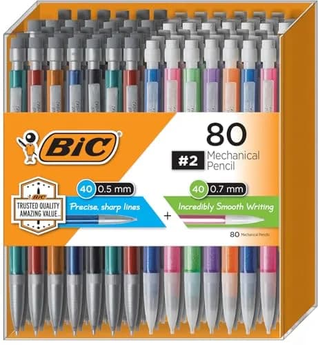 BIC Mechanical Pencils #2 XtraSmooth, 0.5mm & 0.7mm, Pack of 80 | Smooth Writing, Fade-Resistant, Acid-Free thumbnail 1