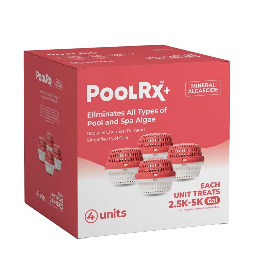 poolrx Pool Spa Water Treatment Algaecide 4-Pack | Up to 6-Month Algae Control for 2.5K-5K Gallons — Red/White