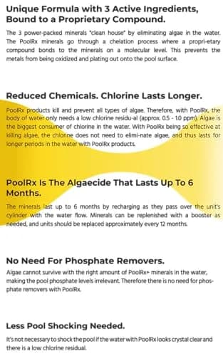 poolrx Mineral Algaecide 4-Unit Pack | Up to 6-Month Algae Control for 400-1000 Gallons thumbnail 3