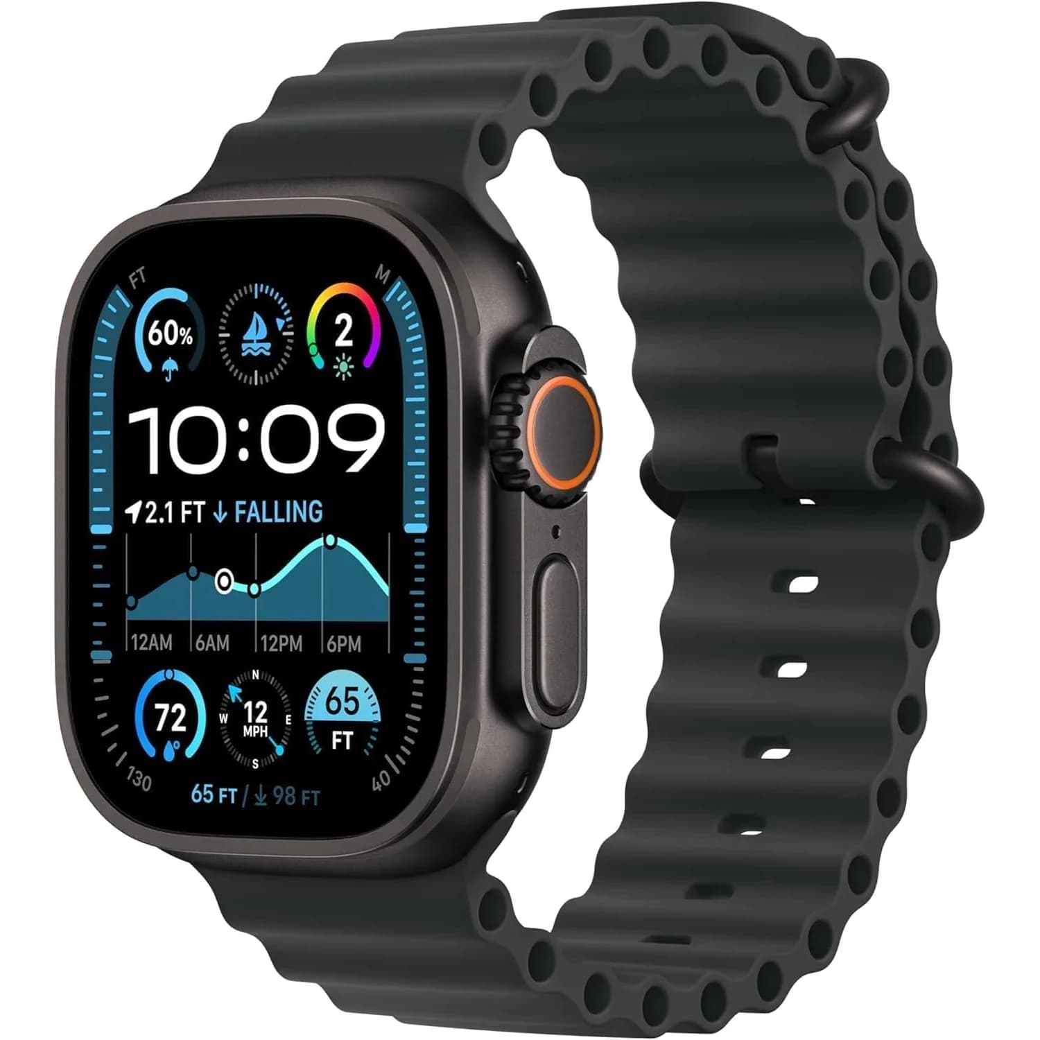 Apple Watch Ultra 2 (GPS + Cellular, 49MM) - Black Titanium Case with Black Ocean Band | 64GB Storage - main product image