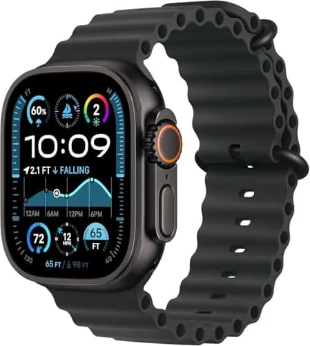 Apple Watch Ultra 2 (GPS + Cellular, 49MM) - Black Titanium Case with Black Ocean Band | 64GB Storage thumbnail 1