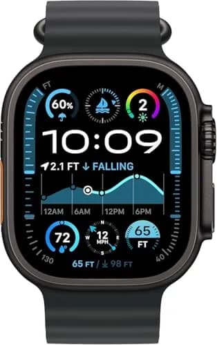 Apple Watch Ultra 2 (GPS + Cellular, 49MM) - Black Titanium Case with Black Ocean Band | 64GB Storage thumbnail 2