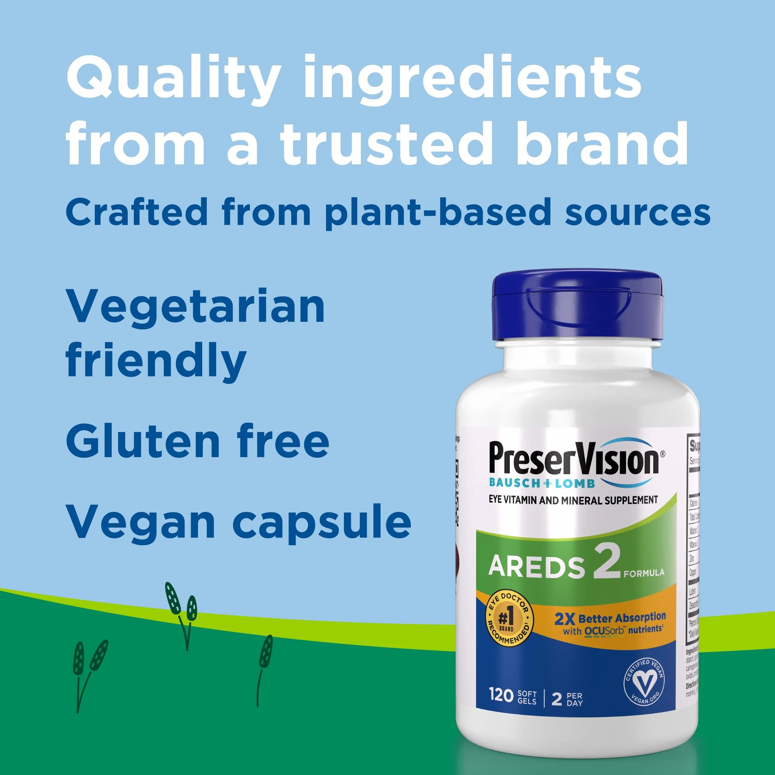 PreserVision AREDS 2 Eye Vitamins - Vegan Formula, 120 Count Softgels for Eye Health Support - view 3
