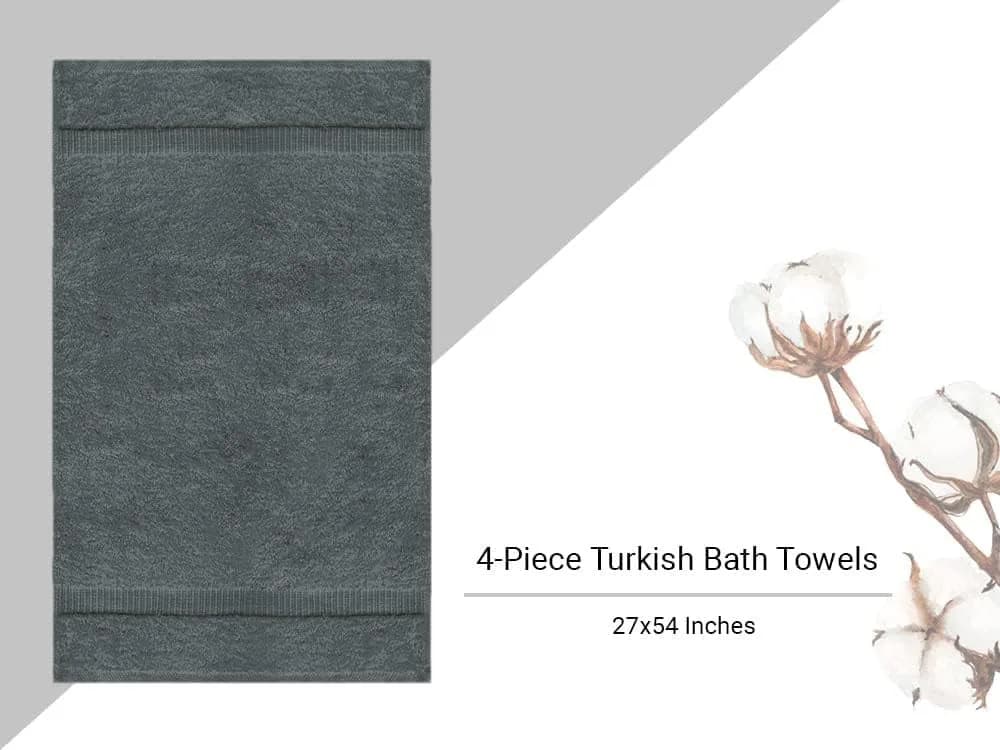 Towel Bazaar Turkish Cotton Bath Towels 27x54 Inches (4-Pack, Dark Gray) | Premium Long-Staple Fibre - view 5