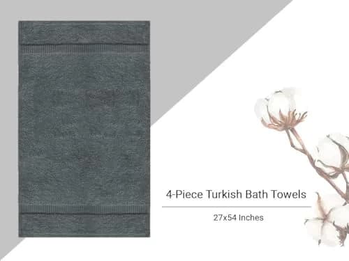 Towel Bazaar Turkish Cotton Bath Towels 27x54 Inches (4-Pack, Dark Gray) | Premium Long-Staple Fibre thumbnail 5