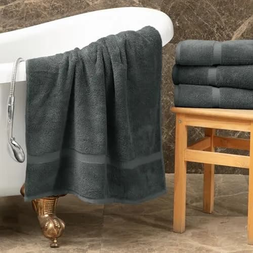 Towel Bazaar Turkish Cotton Bath Towels 27x54 Inches (4-Pack, Dark Gray) | Premium Long-Staple Fibre thumbnail 3