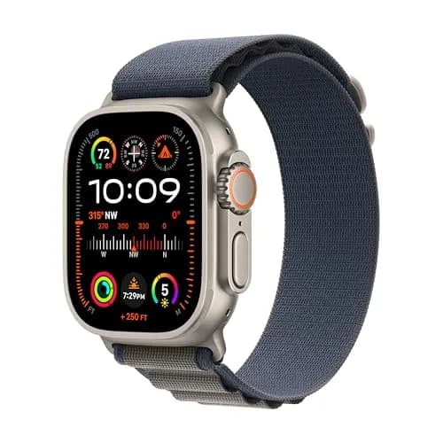 Apple Watch Ultra 2 [GPS + Cellular, 49mm] Black Titanium Case with Blue Alpine Loop | Rugged, Capable, and Built for Endurance - main product image