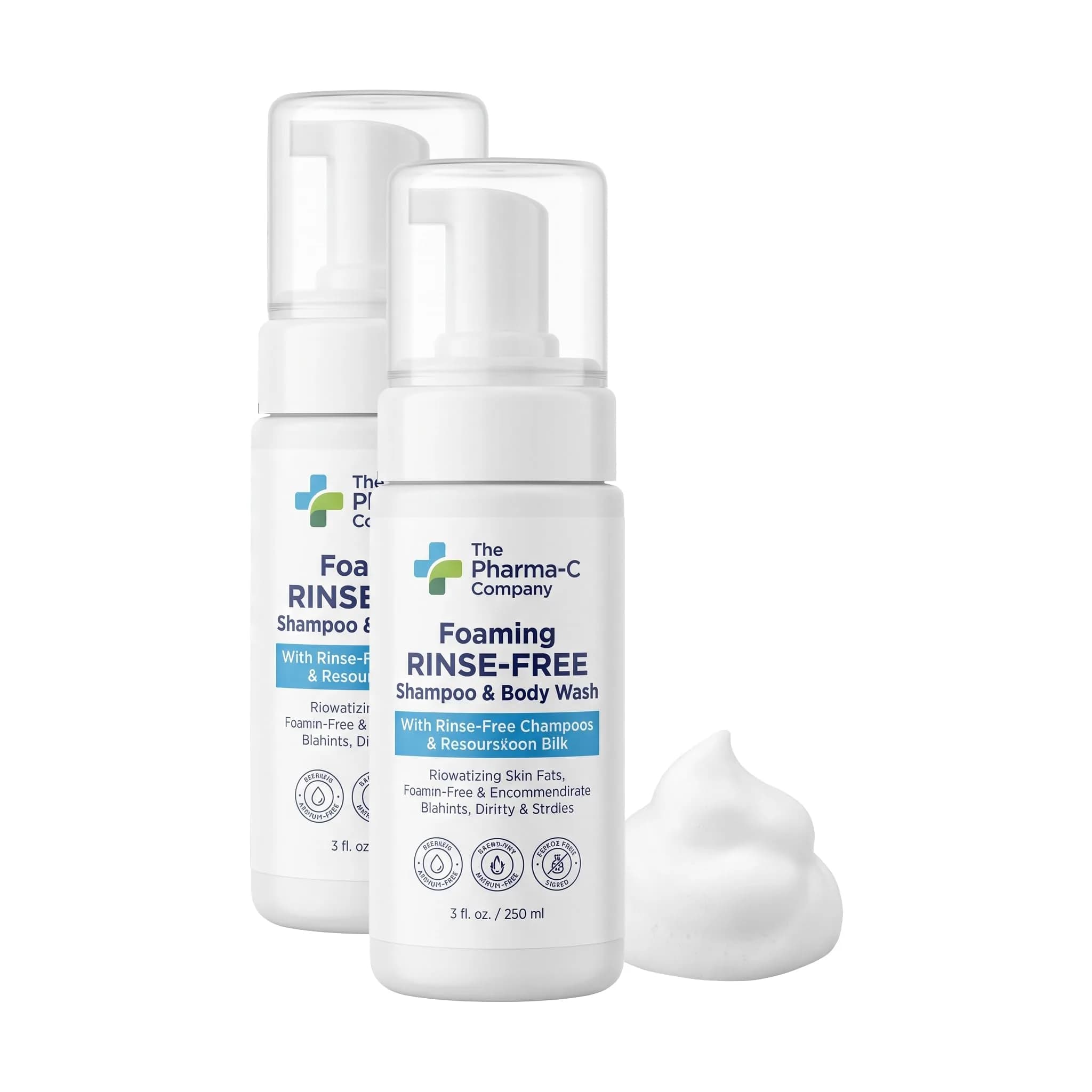 The Pharma-C Company Foaming Rinse-Free Shampoo & Body Wash 7.1 Fl Oz (2 pack) · Gentle, hospital-tested, no-rinse formula for all hair & skin