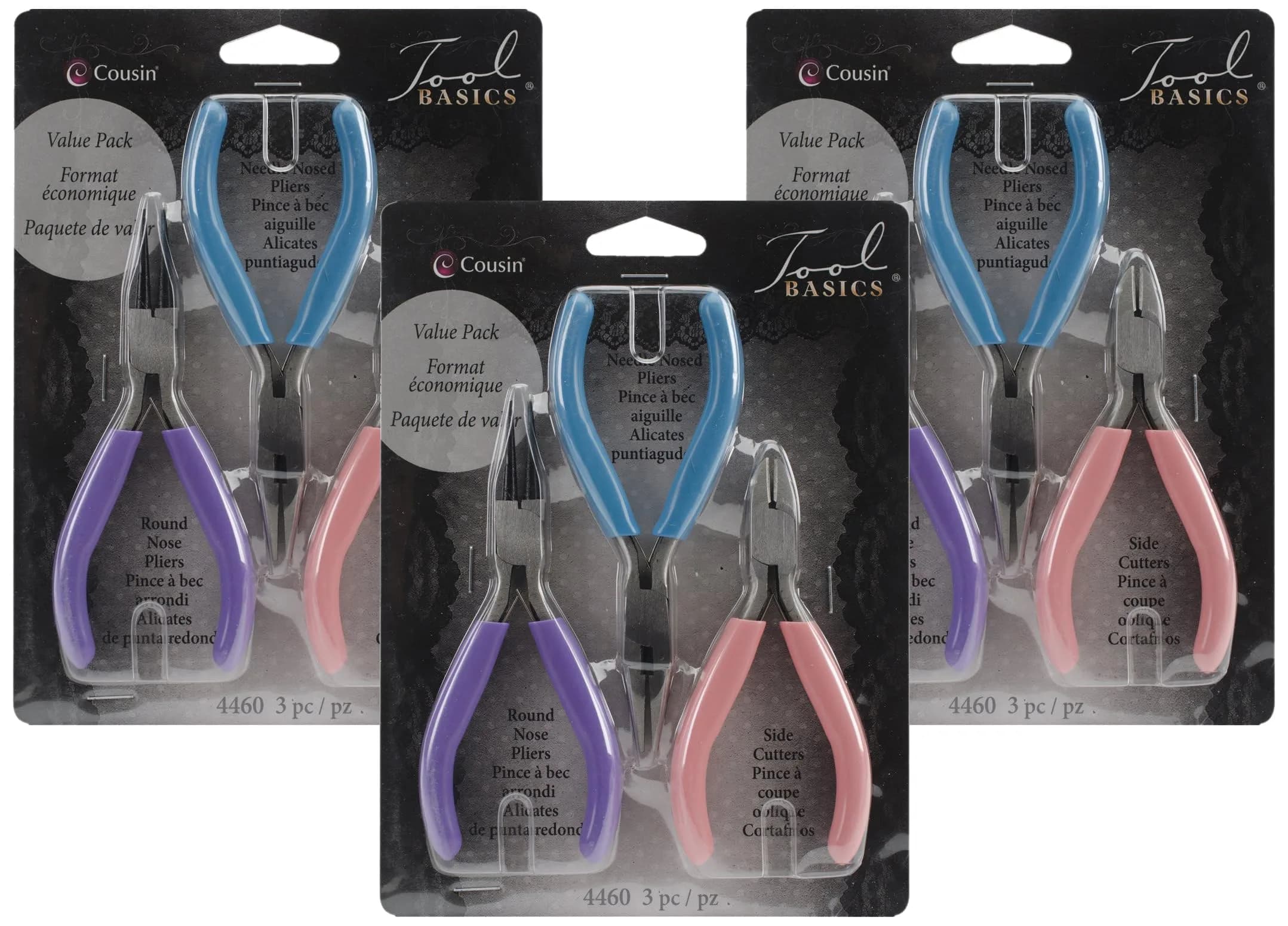 Cousin Jewelry & Craft Tool Kit 3-Piece | Jewelry Making Essentials with Heavy-Duty Pliers (Pack of 3) — Pack of 3