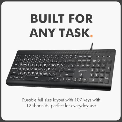 X9 Performance Large Print Backlit Keyboard | Oversized Big Letters for Seniors & Beginners thumbnail 6