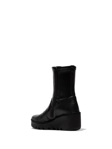 FLY London Womens Boik602Fly Black 7-7.5 | Unique wedge heel style, waterproof leather, Portugal-made thumbnail 4