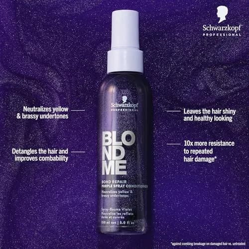 BlondMe Bond Repair Purple Spray Conditioner 5 Fl Oz | Neutralizes Yellow & Brassy Tones | Strengthens & Repairs Blonde Hair thumbnail 2
