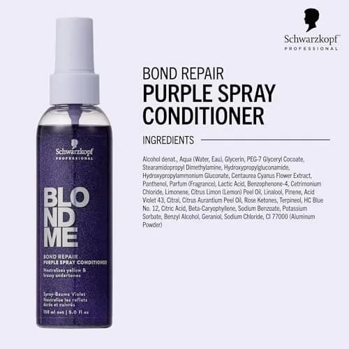 BlondMe Bond Repair Purple Spray Conditioner 5 Fl Oz | Neutralizes Yellow & Brassy Tones | Strengthens & Repairs Blonde Hair thumbnail 4