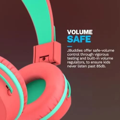JLab JBuddies Studio Wired Kids Headphones with Mic, Volume Limiter, Foldable, Adjustable, Peach | Safe 85dB Listening for Ages 6+ thumbnail 4
