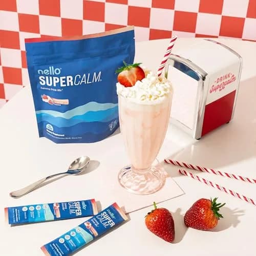 Nello Supercalm Powdered Drink Mix Strawberries & Cream 20 Servings (0.15 kg) | Cortisol Reducer & Sleep Aid thumbnail 4