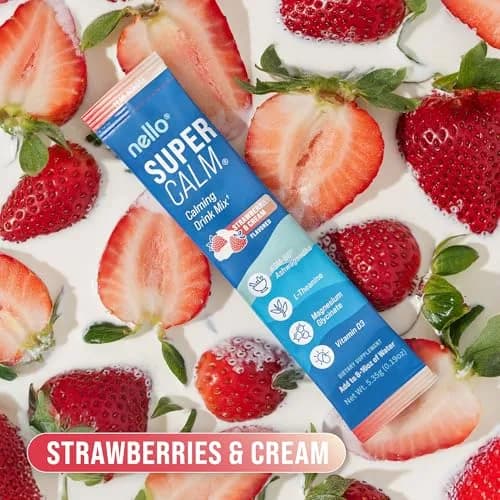 Nello Supercalm Powdered Drink Mix Strawberries & Cream 20 Servings (0.15 kg) | Cortisol Reducer & Sleep Aid thumbnail 6