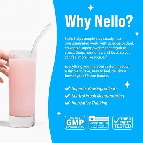 Nello Supercalm Powdered Drink Mix Strawberries & Cream 20 Servings (0.15 kg) | Cortisol Reducer & Sleep Aid thumbnail 7
