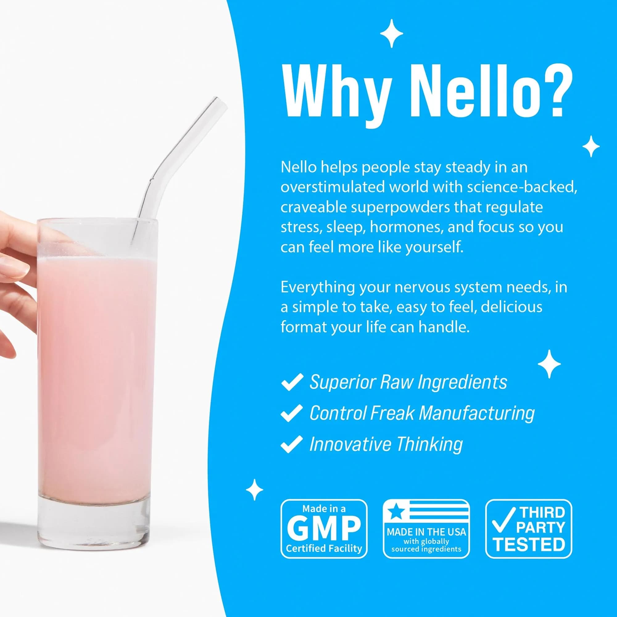 Nello Supercalm Powdered Drink Mix Strawberries & Cream 20 Servings | Cortisol Reducer & Sleep Aid - view 7