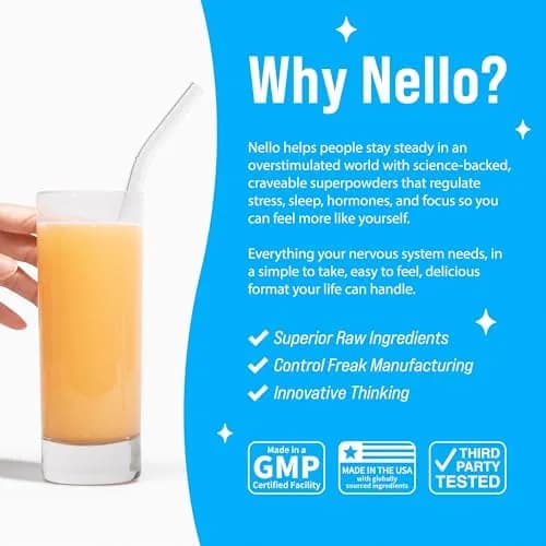 Nello Supercalm Powdered Drink Mix Orange Creamsicle 20 Servings (3 oz) | Cortisol Reducer & Sleep Aid with L-Theanine, Ashwagandha, Magnesium, Vitamin D thumbnail 6