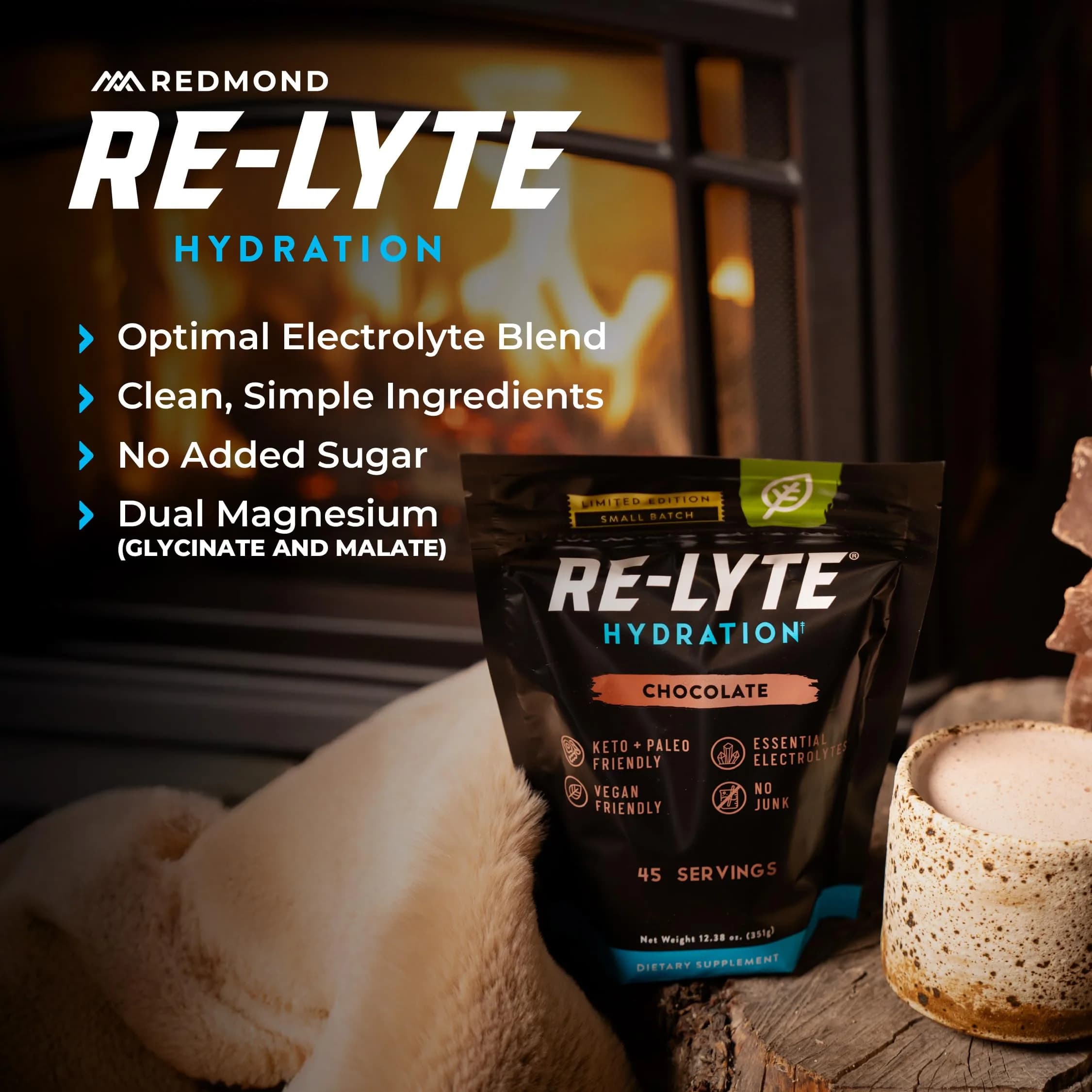 REDMOND Re-Lyte Hydration Electrolyte Mix Powder Limited Edition Chocolate 216g (7.62 oz) - view 5