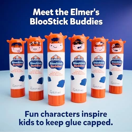 Elmer's Glue Sticks Combo Pack, BlooStick Buddies & Disappearing Purple, 12 Count (6g Each) | Fun, Washable School & Craft Adhesive thumbnail 3