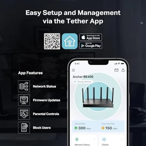TP-Link Archer BE400 Wi-Fi 7 Router Dual-Band | Future-Proof Home Network with WPA3 Security thumbnail 7