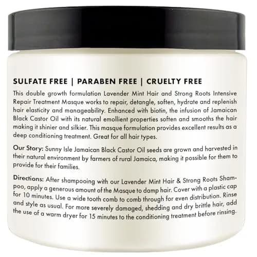 Sunny Isle Lavender Mint Hair & Strong Roots Intensive Repair Masque 16oz | Deep Nourishing Treatment for Damaged Hair thumbnail 8