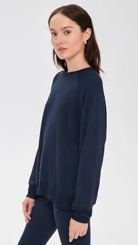 SPLITS59 Fleece Sweatshirt Medium Indigo | Lightweight stretch fleece, crew neck, oversized fit for women in India thumbnail 4