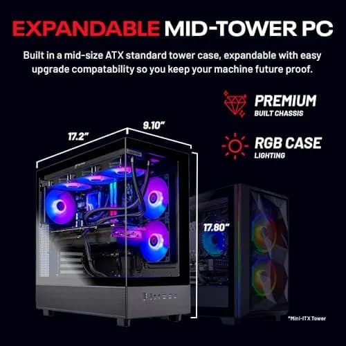 Skytech Azure 3 Gaming PC Desktop Ryzen 7 9800X3D 4.7 GHz 16GB RTX 5080 2TB SSD Win 11 | High-Performance Gaming Rig thumbnail 6