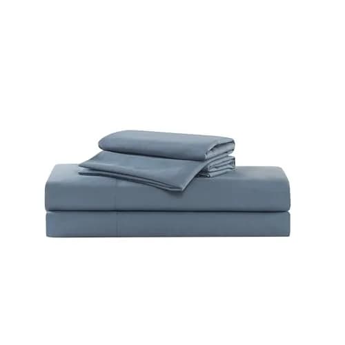 TRULY SOFT Green Solid Blue Split King Sheet Set | 100% Recycled Polyester, OEKO-TEX Certified, 15-inch Deep Fully Elasticized Fitted thumbnail 3