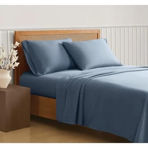 TRULY SOFT Green Solid Blue Full 4 Piece Sheet Set | Eco-Friendly Recycled Polyester (120c) thumbnail 4