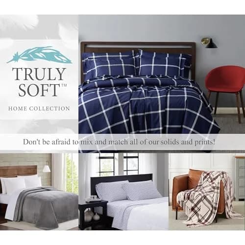 TRULY SOFT Green Solid Blue Full 4 Piece Sheet Set | Eco-Friendly Recycled Polyester (120c) thumbnail 6