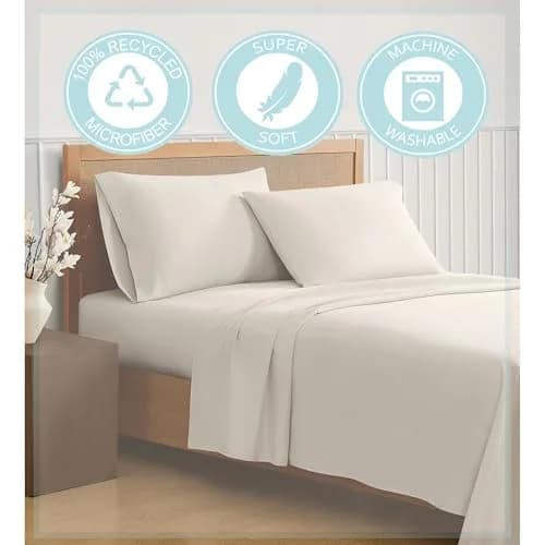 TRULY SOFT Green Solid Blue Full 4 Piece Sheet Set | Eco-Friendly Recycled Polyester (120c) thumbnail 7