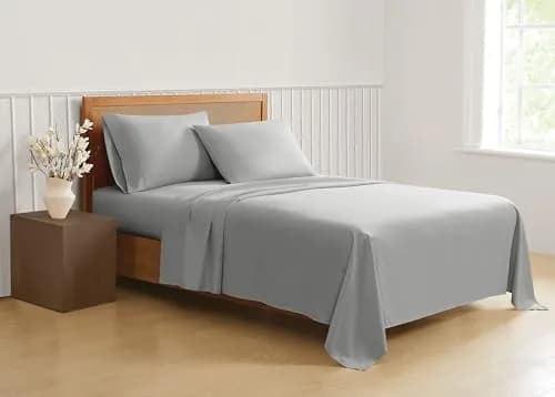 TRULY SOFT Green Solid Grey Twin XL Sheet Set | 100% Recycled Polyester, OEKO-TEX Certified thumbnail 1