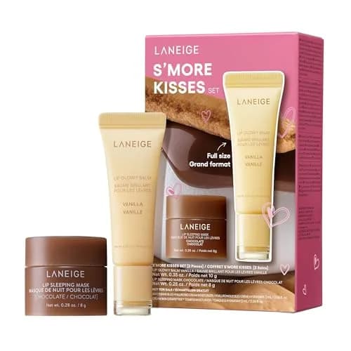 LANEIGE S’more Kisses Set: Chocolate Lip Sleeping Mask & Vanilla Lip Glowy Balm | Hydrating Duo thumbnail 1