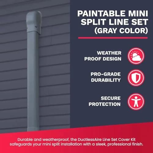 DuctlessAire Mini Split Line Set Cover - Paintable Kit (Gray, 4" x 14 ft.) | Protects AC Lines & Tubing thumbnail 2