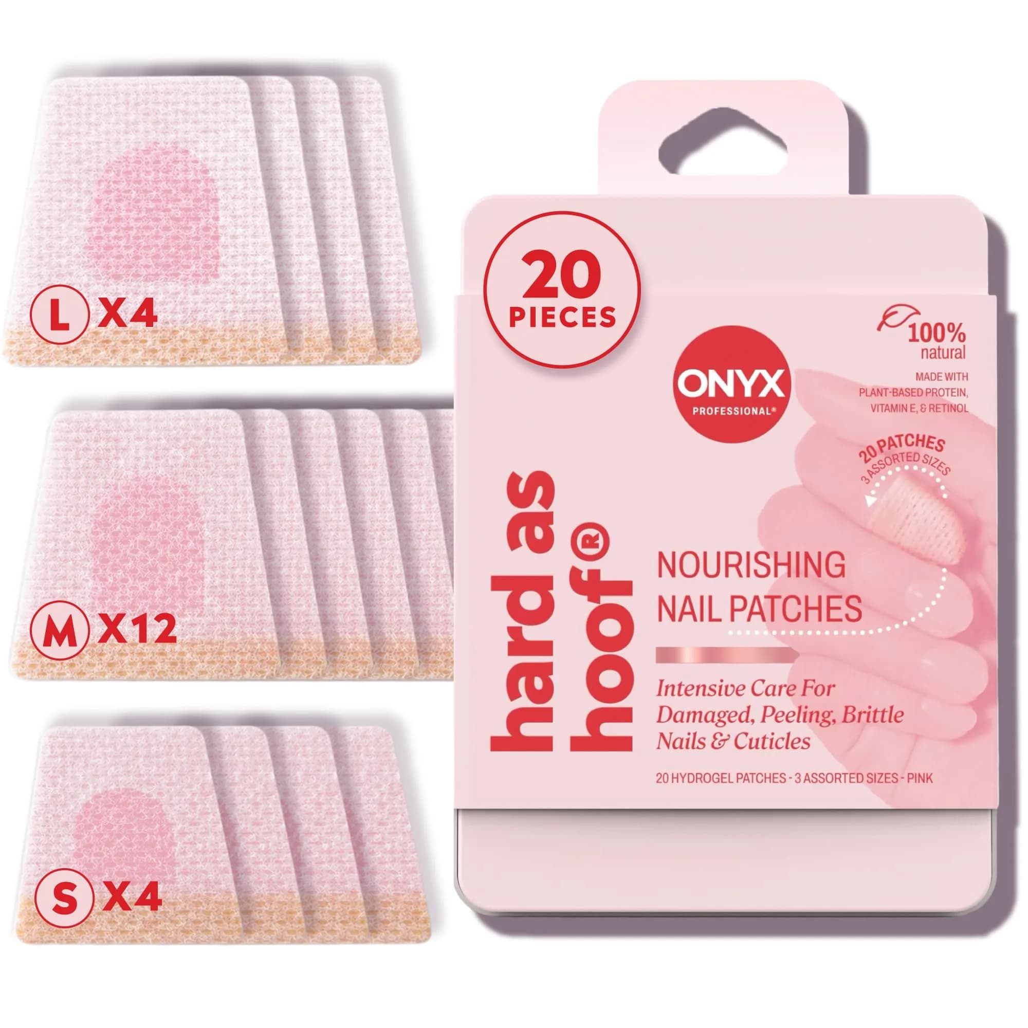 Onyx Professional Hard as Hoof Nail Repair Patches - 20 Count | Stops Splits, Chips, Cracks & Promotes Nail Growth - main product image