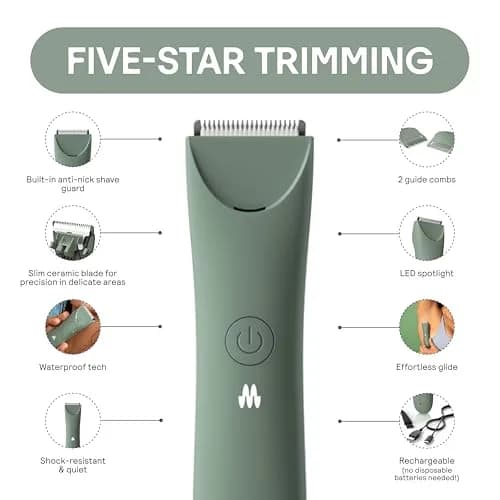 MERIDIAN The Slimmer Trimmer Waterproof Bikini Trimmer for Women Sage | Gentle, Cordless & Travel-Ready thumbnail 2