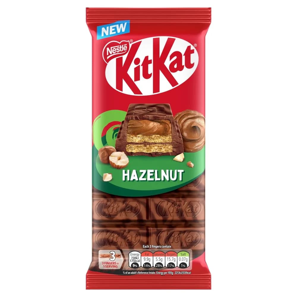 Kit Kat Hazelnut Sharing Block 99g | Crispy wafer, hazelnut filling, chocolate swirl | Supports cocoa farmers & environment