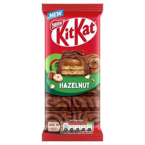 Kit Kat Hazelnut Sharing Block 99g | Crispy wafer, hazelnut filling, chocolate swirl | Supports cocoa farmers & environment thumbnail 1